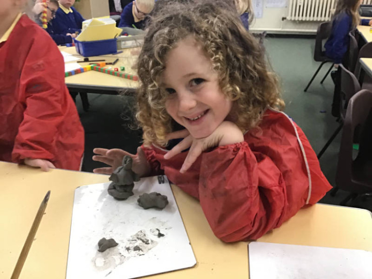 pottery- making Beegu models year 1 south walney infant and nursery school